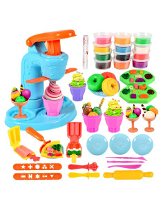 Juego de Masa de Color Crelloci 34 Piezas Máquina de Helados