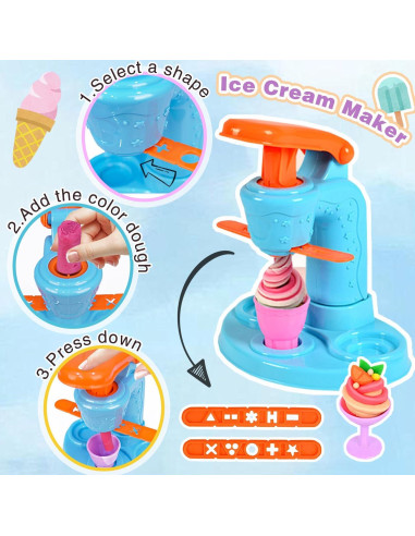 Juego de Masa de Color Crelloci 34 Piezas Máquina de Helados