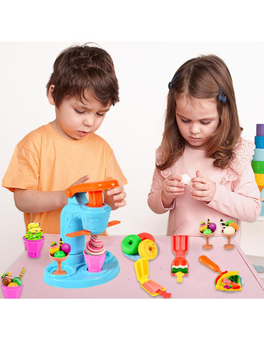 Juego de Masa de Color Crelloci 34 Piezas Máquina de Helados