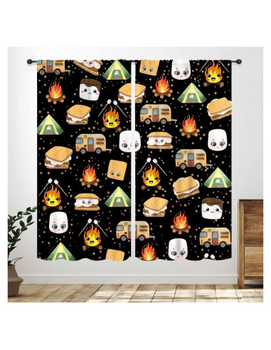 Cortinas de Cocina Lnepty, Pack de 2, 53.34 x 137.16 cm, Camping