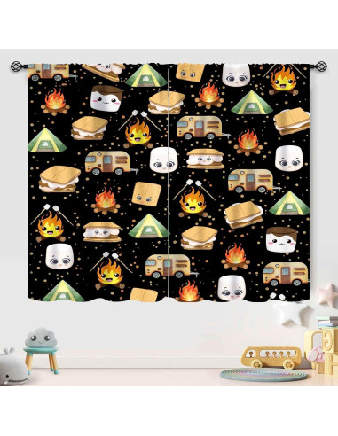 Cortinas de Cocina Lnepty, Pack de 2, 53.34 x 137.16 cm, Camping