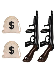 Accesorios de Disfraz 4 Pcs Pistola Inflable y Bolsa de Dinero