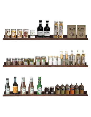 Estanterías Flotantes de Madera AZSKY 48" Nogal Profundo - Juego de 3