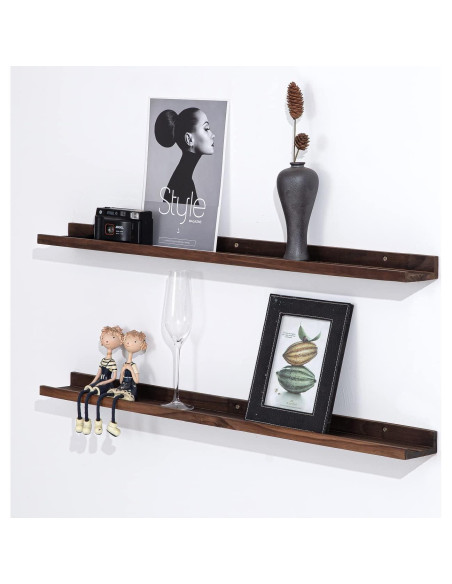 Estanterías Flotantes de Madera AZSKY 48" Nogal Profundo - Juego de 3