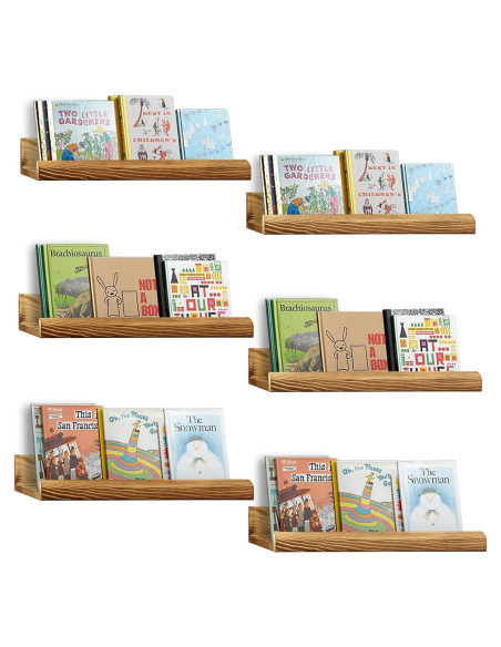 Estanterías Flotantes de Madera COCIVIVRE - Juego de 6 Rústicas