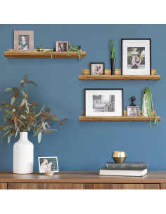 Estanterías Flotantes de Madera COCIVIVRE - Juego de 6 Rústicas 2