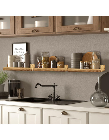 Estanterías Flotantes de Madera COCIVIVRE - Juego de 6 Rústicas