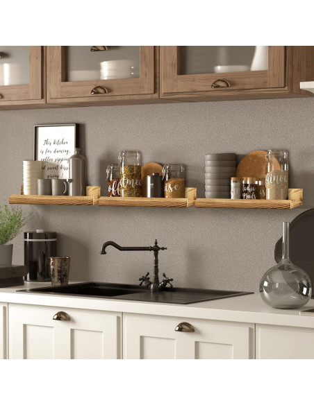 Estanterías Flotantes de Madera COCIVIVRE - Juego de 6 Rústicas