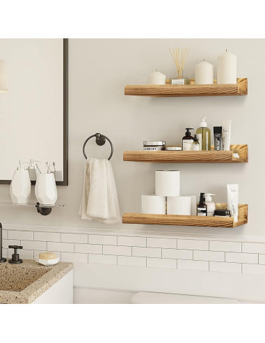 Estanterías Flotantes de Madera COCIVIVRE - Juego de 6 Rústicas