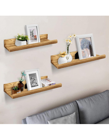 Estanterías Flotantes de Madera COCIVIVRE - Juego de 6 Rústicas