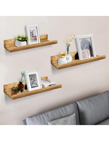 Estanterías Flotantes de Madera COCIVIVRE - Juego de 6 Rústicas