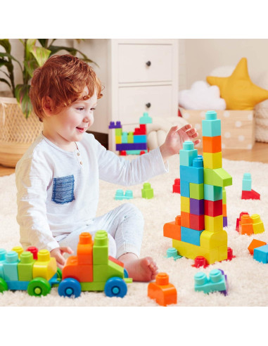 Bloques de Construcción Battat 80 Piezas Coloridas con Ruedas