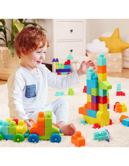 Bloques de Construcción Battat 80 Piezas Coloridas con Ruedas