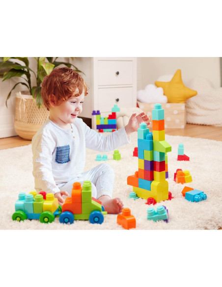 Bloques de Construcción Battat 80 Piezas Coloridas con Ruedas