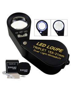 Lupa de Joyero 15x DANOPLUS con LED UV 21mm Triplete