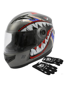 Casco de Motocicleta TCT-MOTORPARTS para Niños Mediano Gris