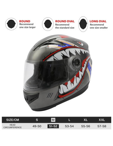 Casco de Motocicleta TCT-MOTORPARTS para Niños Mediano Gris