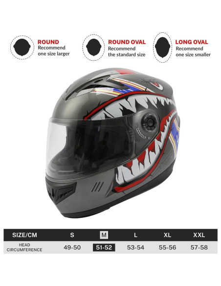 Casco de Motocicleta TCT-MOTORPARTS para Niños Mediano Gris