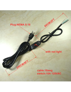 Cable de Alimentación 3m FILSHU 18AWG con Interruptor Negro 2