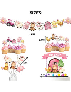 Juego de Decoración para Baby Shower Animales de Granja PC 2