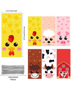 Bolsas de Favor de Fiesta de Animales de Granja Pajean - 120 Piezas 2