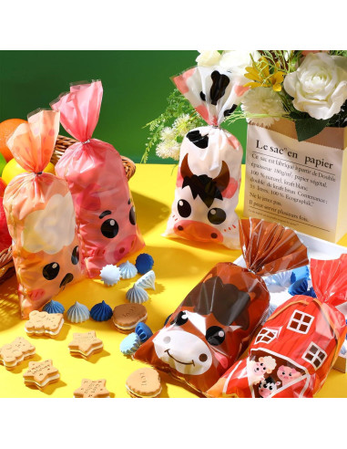 Bolsas de Favor de Fiesta de Animales de Granja Pajean - 120 Piezas