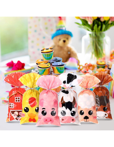 Bolsas de Favor de Fiesta de Animales de Granja Pajean - 120 Piezas