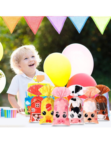 Bolsas de Favor de Fiesta de Animales de Granja Pajean - 120 Piezas