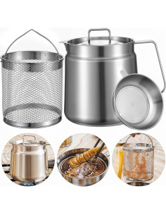 Olla Coladora de Aceite 2 en 1 MAQUITA 2L Acero Inoxidable 2