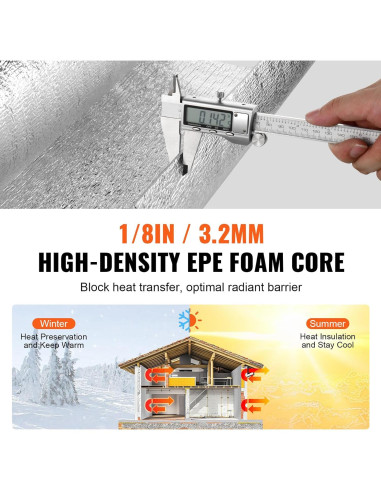 Rollo Aislamiento Reflectante Doble VEVOR 122 cm x 3 m 3.2 mm