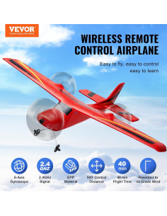 Avión RC VEVOR 2 Canales 2.4GHz con Estabilizador 6 Ejes 2