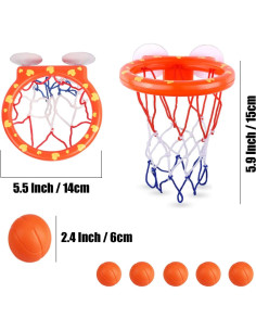 Aro de Baloncesto para Baño KISEER - 2 Paquetes con 6 Pelotas 2