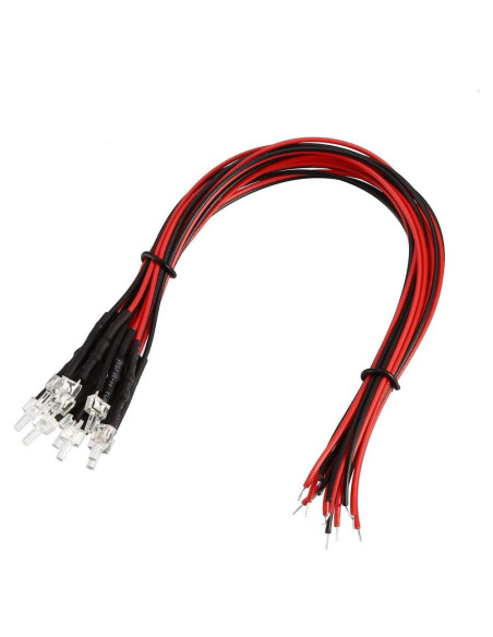 10 LEDs Pre-cableados uxcell 2mm Blanco Cálido DC 6-12V