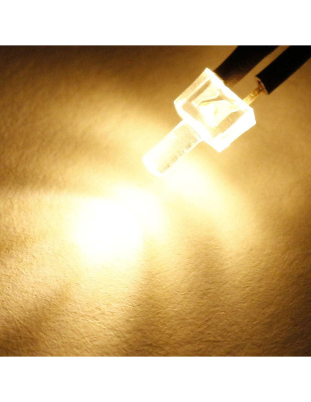 10 LEDs Pre-cableados uxcell 2mm Blanco Cálido DC 6-12V