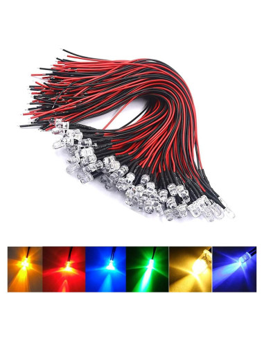 Kit de 30 LEDs Pre Cableados YXQ 5mm DC 3-6V Mezcla de Colores