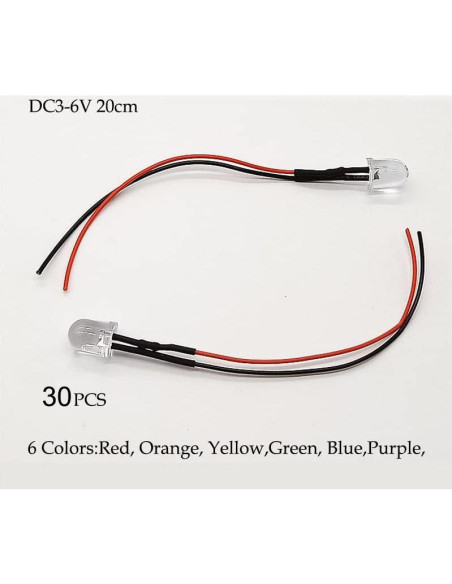 Kit de 30 LEDs Pre Cableados YXQ 5mm DC 3-6V Mezcla de Colores