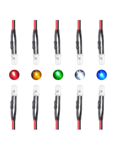 50 LEDs Pre Cableados 5mm ACEIRMC 12V Luz Roja 20cm