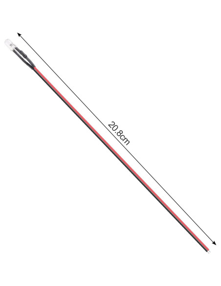 50 LEDs Pre Cableados 5mm ACEIRMC 12V Luz Roja 20cm