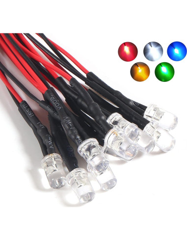 50 LEDs Pre Cableados 5mm ACEIRMC 12V Luz Roja 20cm