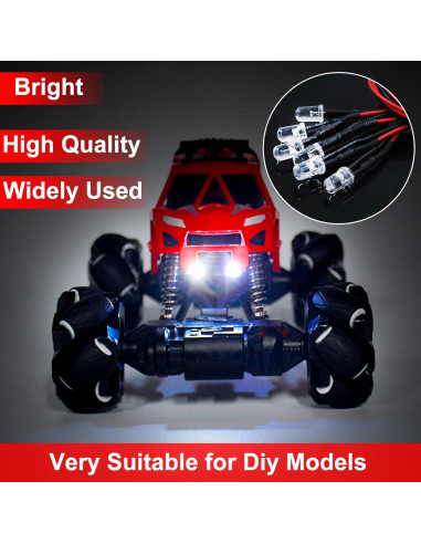 50 LEDs Pre Cableados 5mm ACEIRMC 12V Luz Roja 20cm