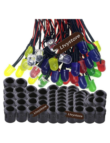 50 Piezas LED Pre Cableado 10mm 12V Ltvystore Colores Variados