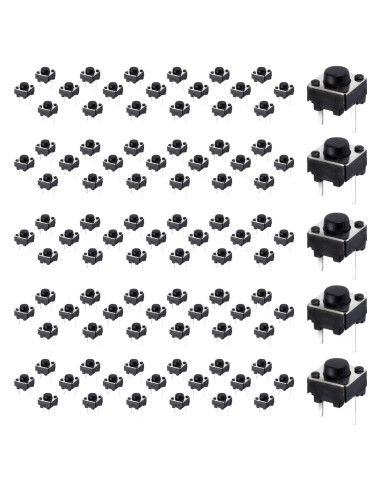 Interruptor Táctil 100pcs 6x6x5mm 12V JIQI 2 Pines On/Off