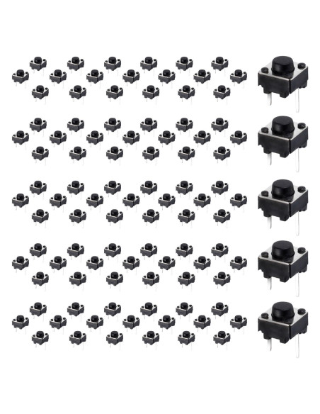 Interruptor Táctil 100pcs 6x6x5mm 12V JIQI 2 Pines On/Off