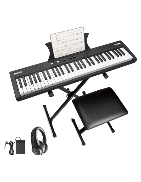 Piano Eléctrico Portátil Senfot 61 Teclas con Accesorios