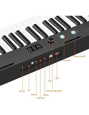 Piano Eléctrico Portátil Senfot 61 Teclas con Accesorios