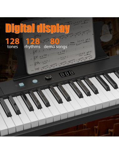 Piano Eléctrico Portátil Senfot 61 Teclas con Accesorios