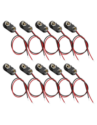 10 Clips Conector de Batería 9V HXNH con Soporte de Cables