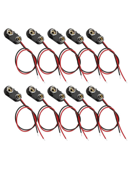 10 Clips Conector de Batería 9V HXNH con Soporte de Cables