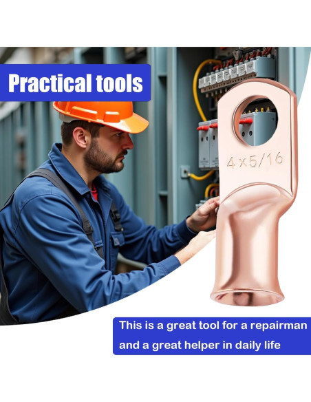 10 Terminales de Batería 4 AWG 5/16 Cobre con Tubos Termocontraíbles