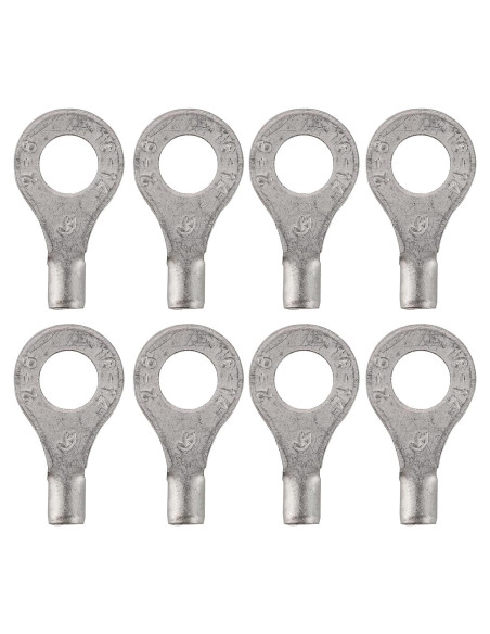 100 Terminales de Anillo No Aislados Teansic AWG16-14 6.35mm